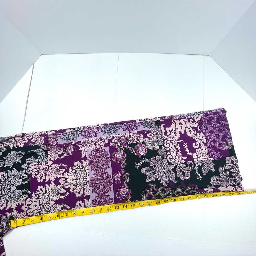 CHICO'S Palazzo Pants Purple Floral Elastic Waist Stretch Wide Leg Size 4/6 R - Picture 8 of 8